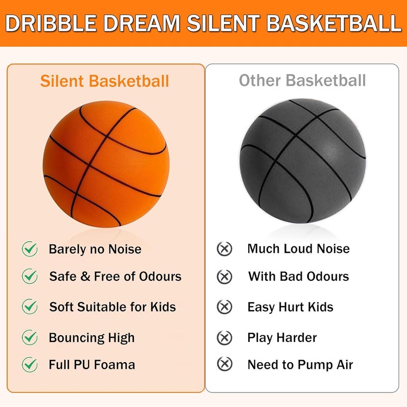 ensthee Silent Basketball Size 7, Upgrade Dribble Dream Silent Basketball, Foam Indoor Ball for Quiet Dribbling and Indoor Training, Real Feel Higher Bounce Quieter (9.4 in) - Image 2
